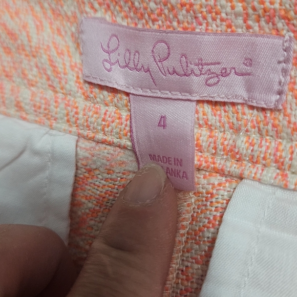 LILLY PULITZER 3" Walsh Textured Shorts In Coral/white. Fringe Detail. Size 4 - Picture 3 of 14